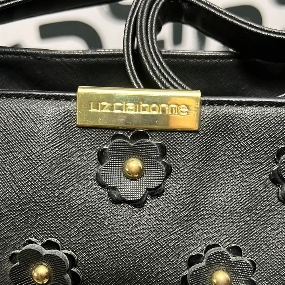 Liz Claiborne Black Crossbody Bag with Gold Accents